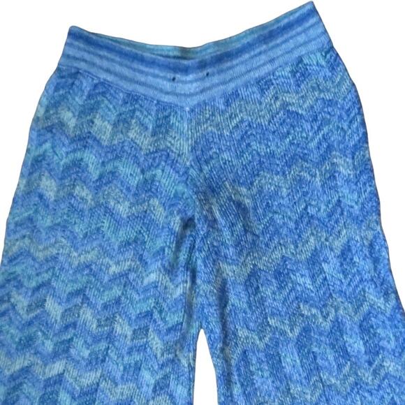Ecote Boho Wide Leg Crop Knit Pants Aztec Blue Sz XS - Picture 3 of 10